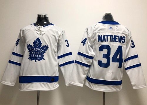 Adidas Toronto Maple Leafs 34 Auston Matthews White Road Authentic Stitched Youth NHL Jersey